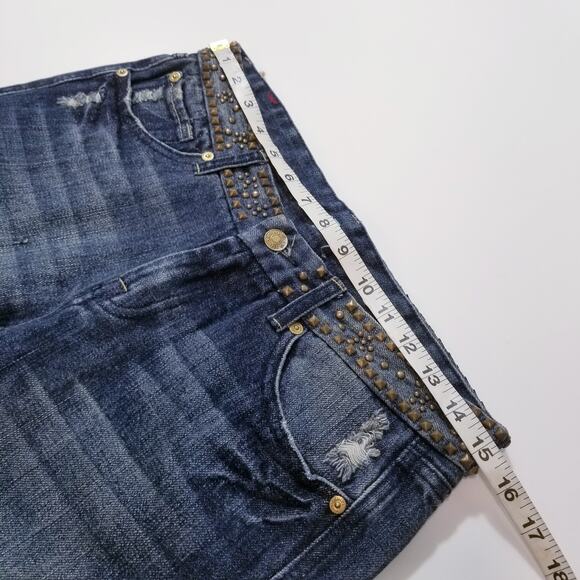 NEW 7 For All Mankind Jeans Studded "A" Pocket" Bootcut Blue Denim - Picture 6 of 12